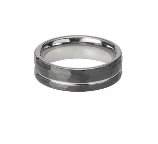 Tungsten Hammered Ring