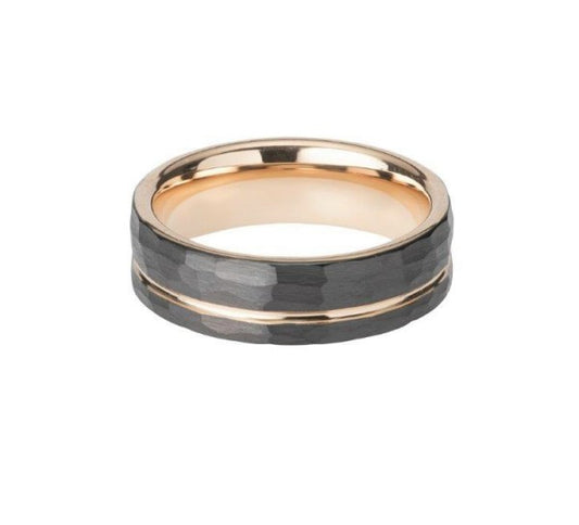 Tungsten Hammered Ring