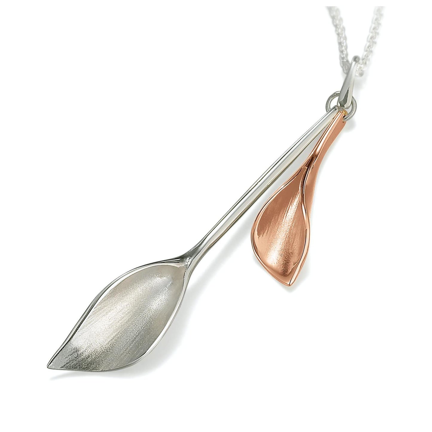 Calla Lily Silver and Rose Gold Pendant