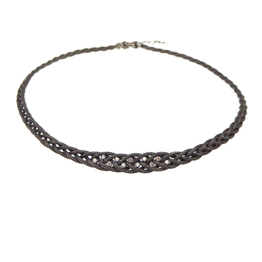 Knitted CZ Necklace, Oxi