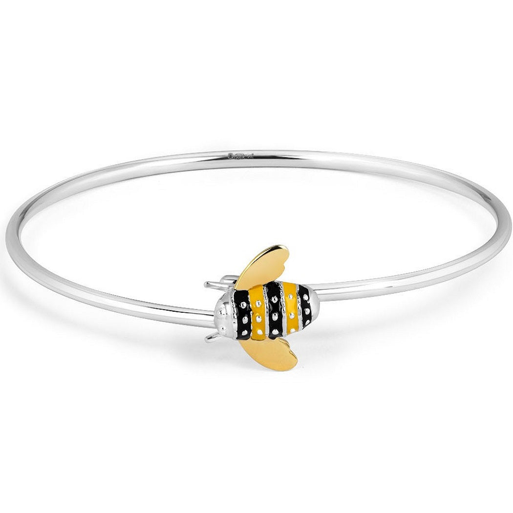 Silver and Enamel Bee Bangle