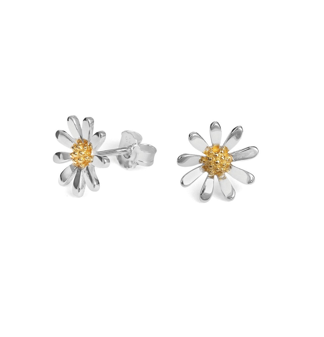 Silver Large Daisy Stud Earrings