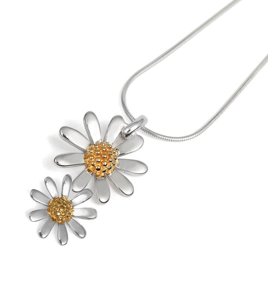 Silver Double Daisy Pendant