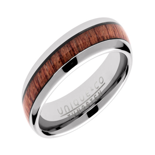 Tungsten Wood Inlay Ring