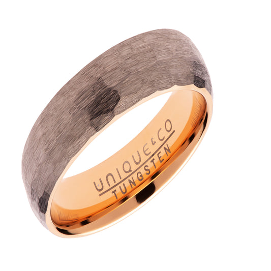 Tungsten Hammered Ring