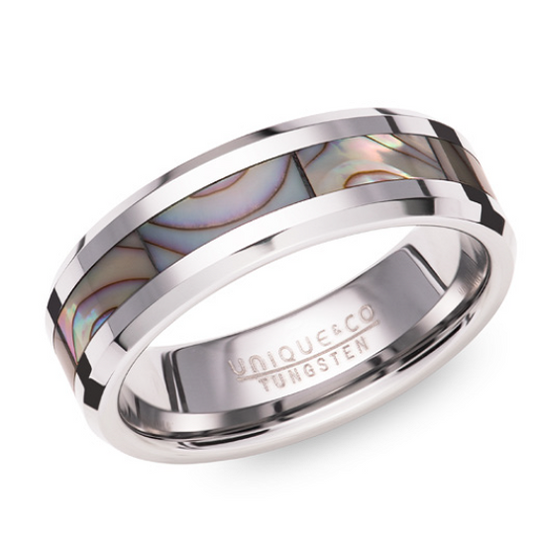 Tungsten Abalone Shell Ring