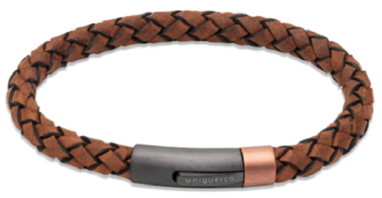 Brown Leather Bracelet with Steel Clasp