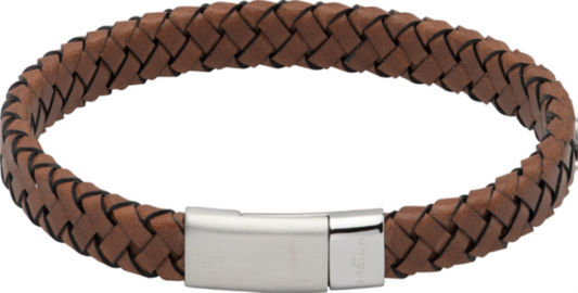Dark Brown Leather Bracelet with Magnetic Clasp