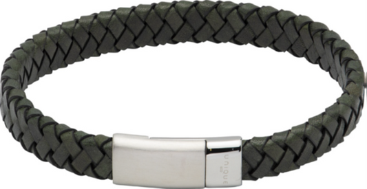 Dark Green Leather bracelet with Magnetic Clasp