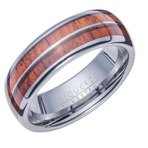 Tungsten Wood Inlay Ring