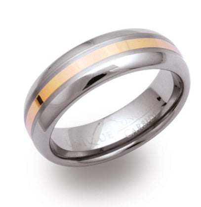 Tungsten Gold Inlay Ring