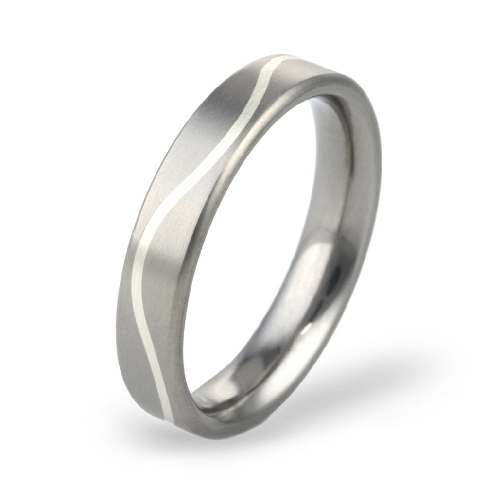 Titanium and Precious Metal Wave Ring