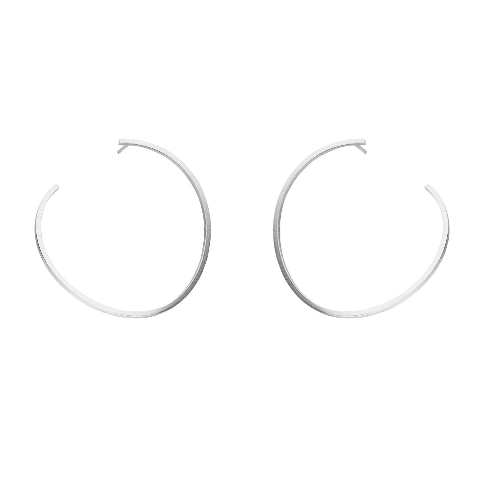 Large Silver Sideways Hoops