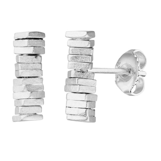 Silver Layered Mini Square Studs