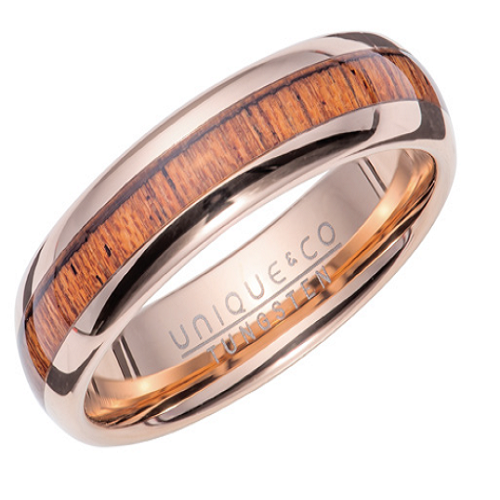 Tungsten IP Ring with Wood Inlay