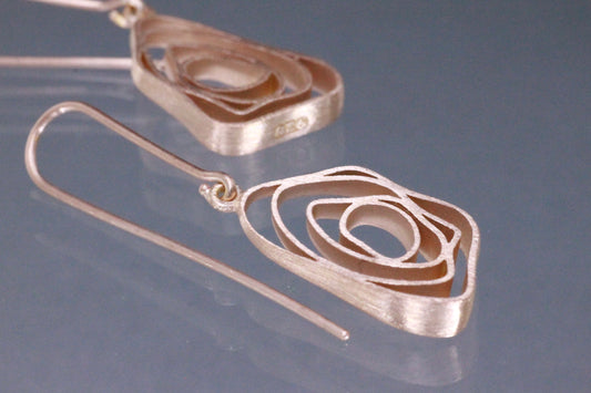 Silver Swirl Drop Earrings, Rose