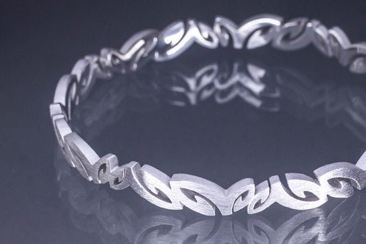 Silver Abstract Leaf Bangle