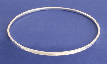 Silver Round Hammered Bangle