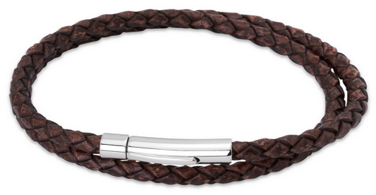 Antique Dark Brown Leather Wrap Around Bracelet