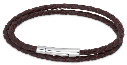 Dark Brown Leather Wrap Around Bracelet