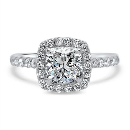 Lab Grown Cushion Cut Halo Diamond Ring 0.70ct