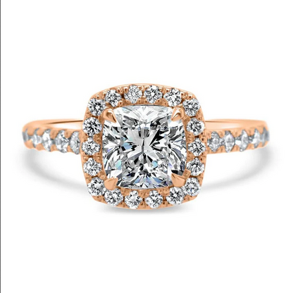 Lab Grown Cushion Cut Halo Diamond Ring 0.70ct