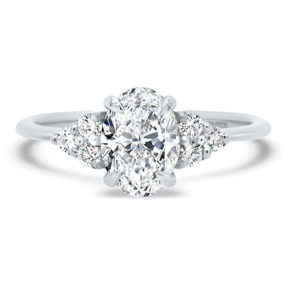 Lab Grown Oval Cut Trefoil Diamond Ring 0.70ct
