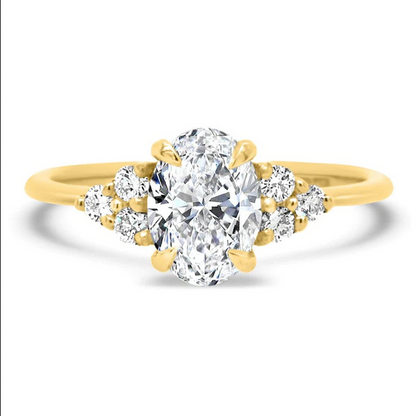 Lab Grown Oval Cut Trefoil Diamond Ring 0.70ct
