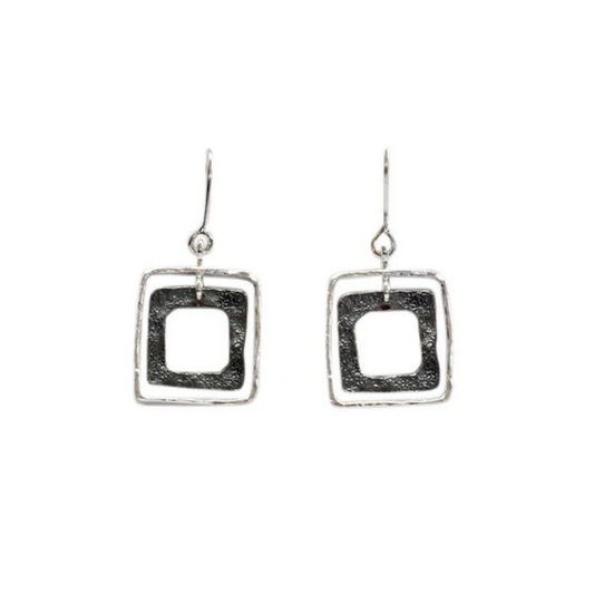 Silver/Oxi Square Earrings