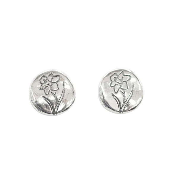 Silver Narcissus Stud Earrings - December