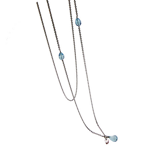 Blue Topaz Necklace, Silver