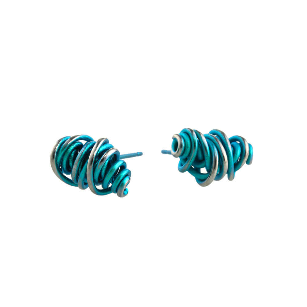 Titanium Chaos Stud Earrings - Blue/Green Tones
