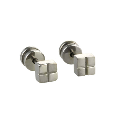 Titanium Cube Studs - Natural