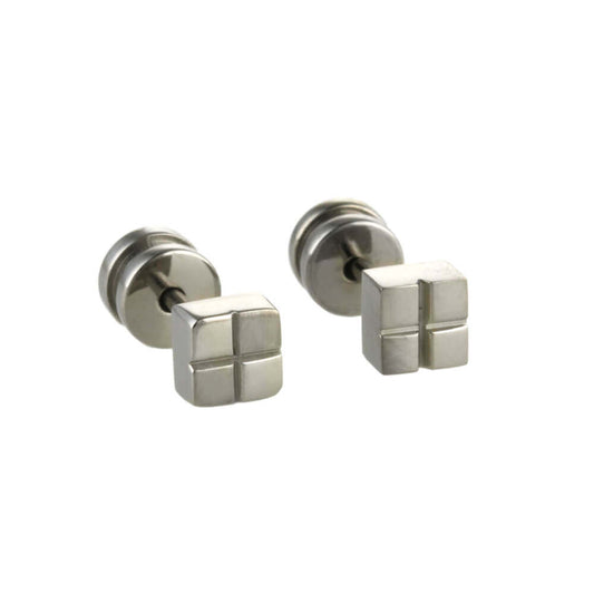 Titanium Cube Studs - Natural