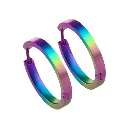 Titanium Medium Hinged Hoop Earring - Rainbow