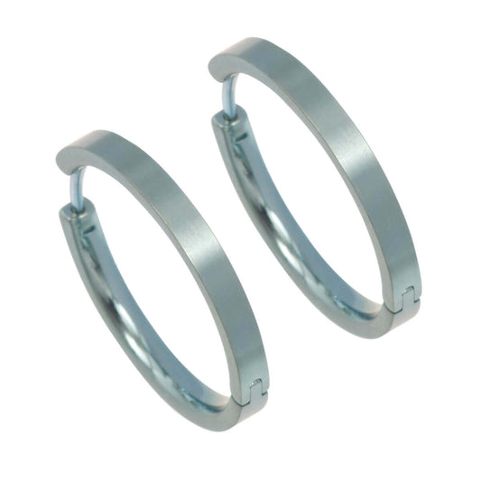 Titanium Hinged Hoops - Aqua 24mm