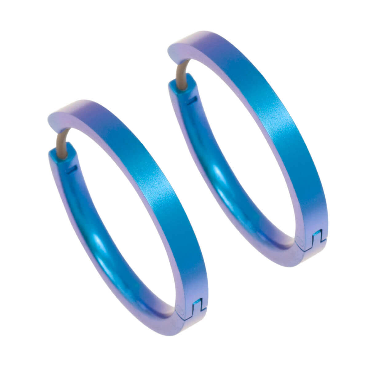 Titanium Medium Hinged Hoop Earrings - Blue/Green Tones