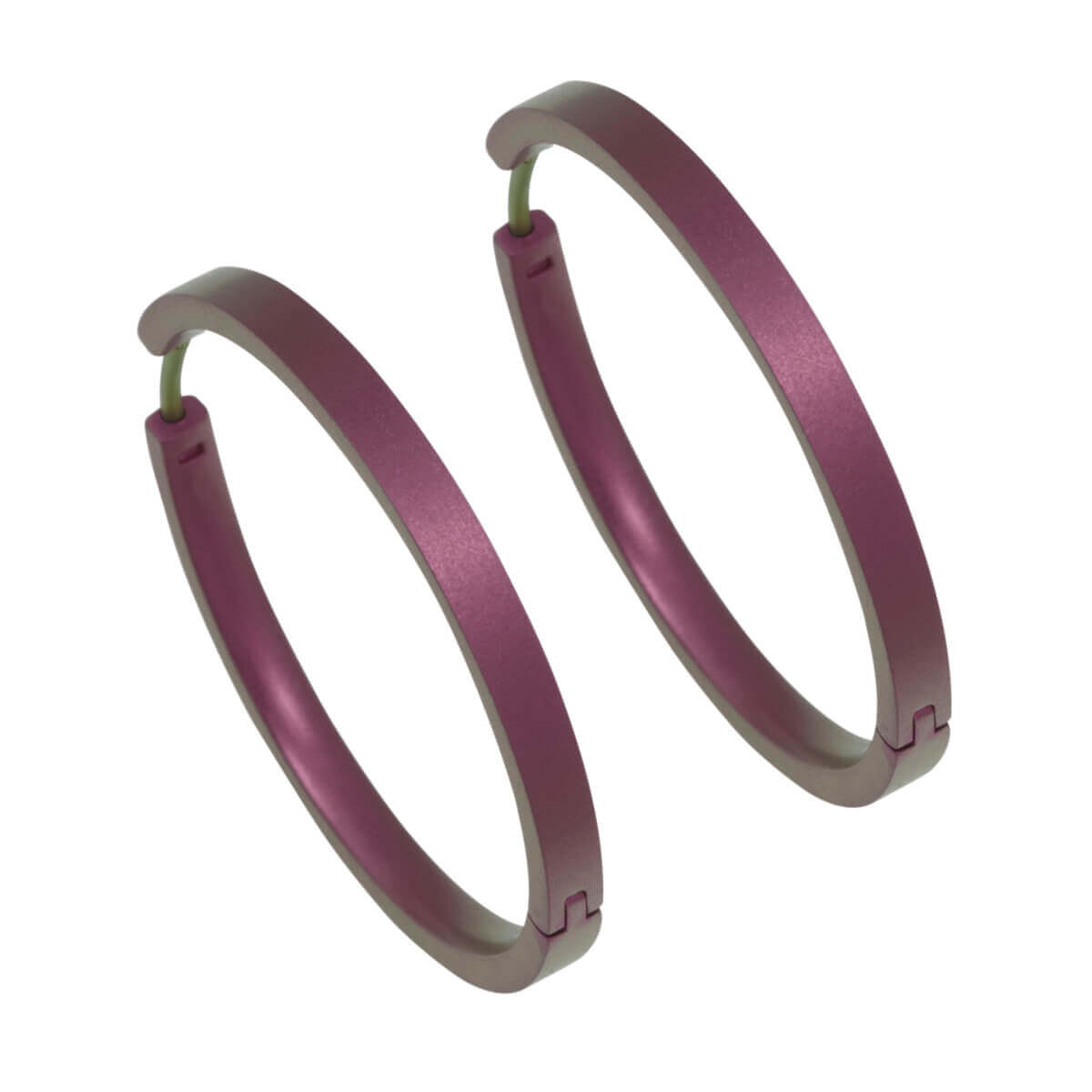 Titanium Large Hinged Hoop Earrings - Pink/Purple Tones