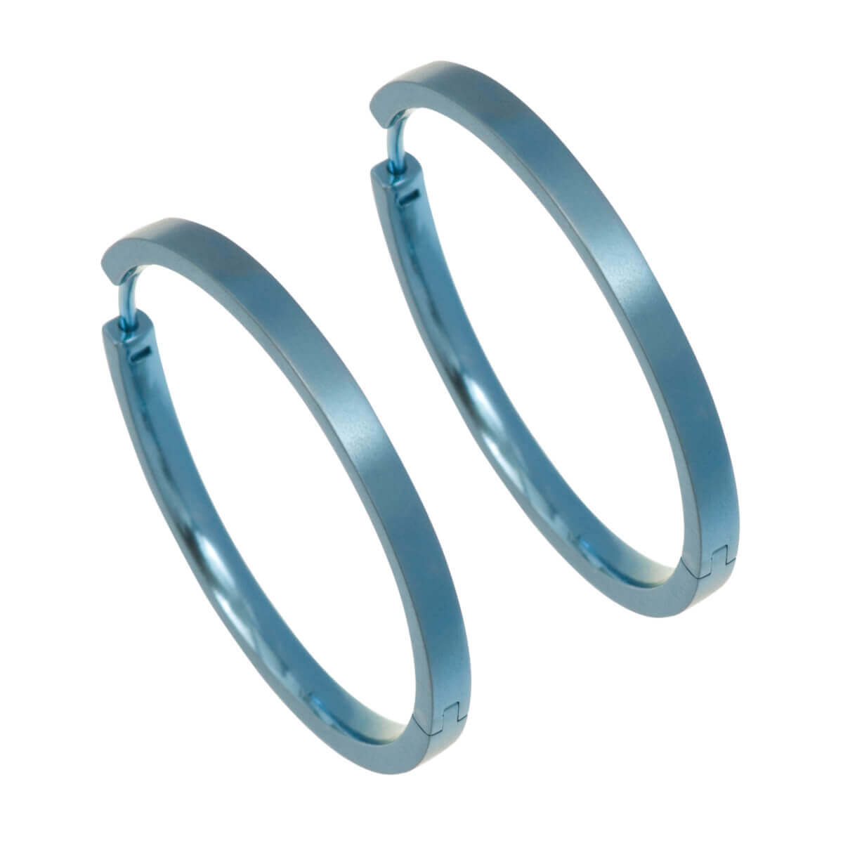 Titanium Large Hinged Hoop Earrings - Blue/Green Tones