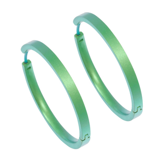 Titanium Large Hinged Hoop Earrings - Blue/Green Tones