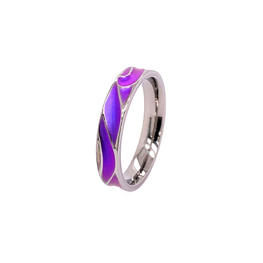 Titanium Carved Waves Ring - Purple 4mm