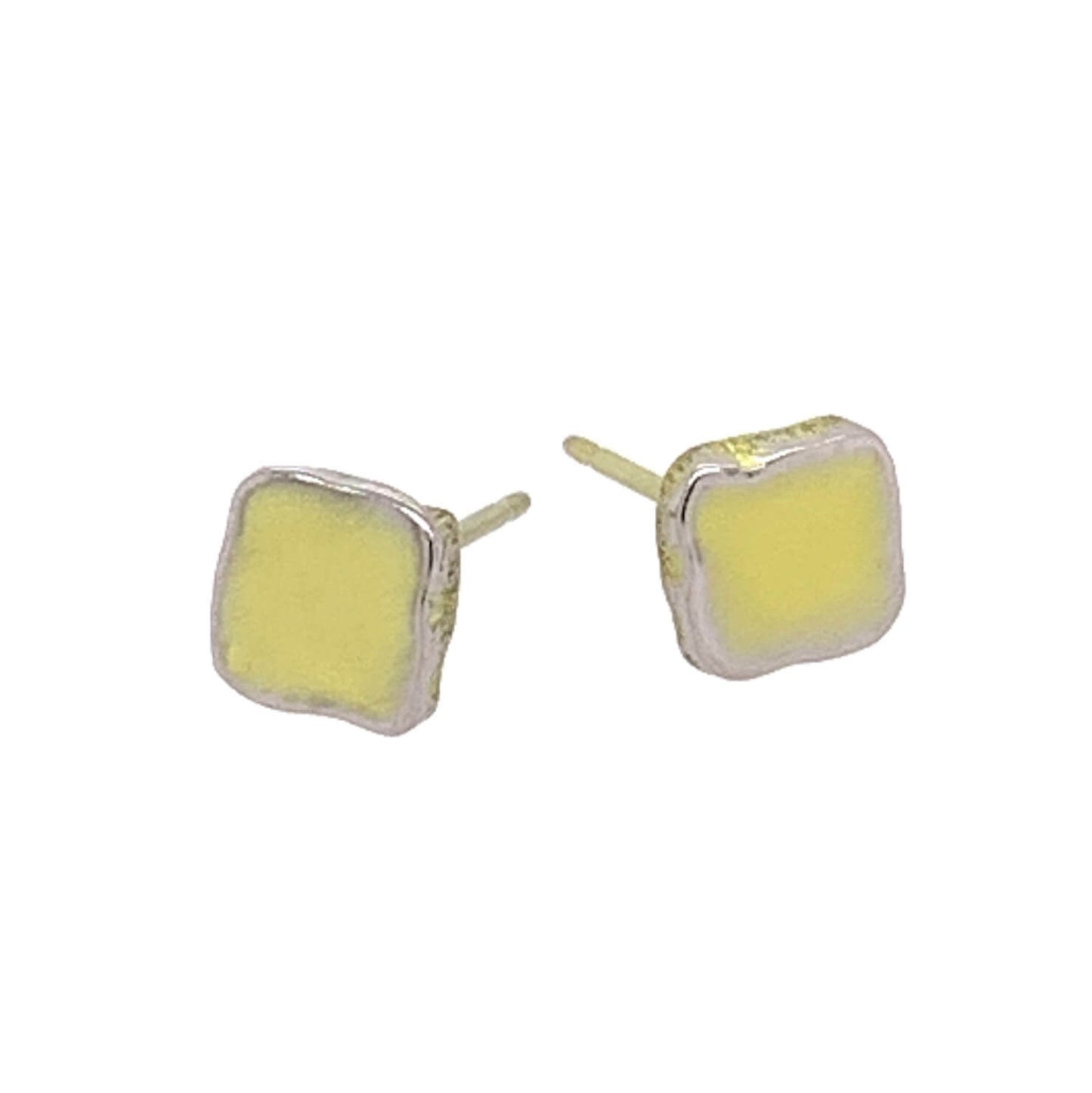 Titanium Square Studs - Yellow