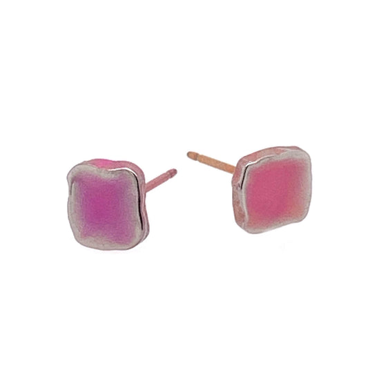 Titanium Square Studs - Pink