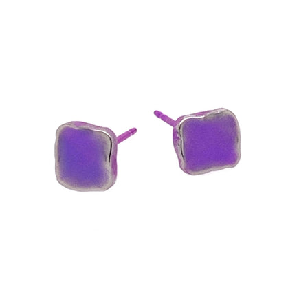 Titanium Square Stud Earrings - Pink/Purple Tones