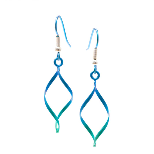 Titanium Twist Drop Earrings - Green Mix