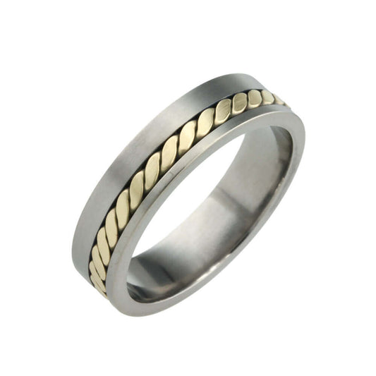 Titanium Offset Rope Inlay Ring