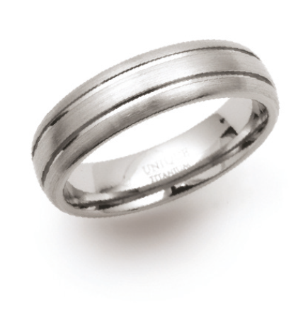 Titanium Brushed Court Ring, 6mm
