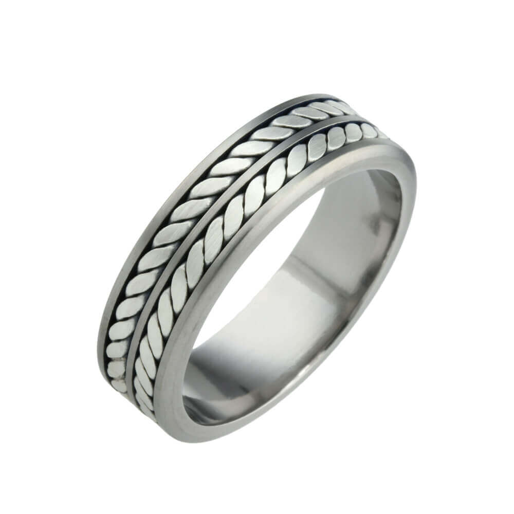 Titanium Double Rope Inlay Ring