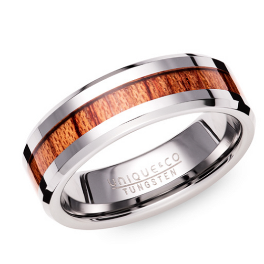 Tungsten Wood Inlay Ring