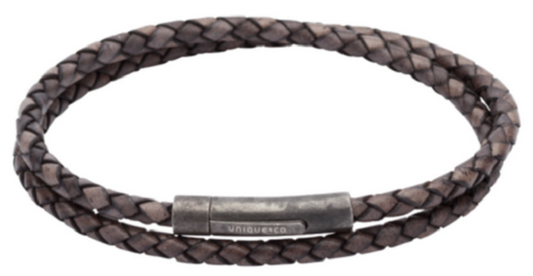 Antique Black Leather Wrap Around Bracelet